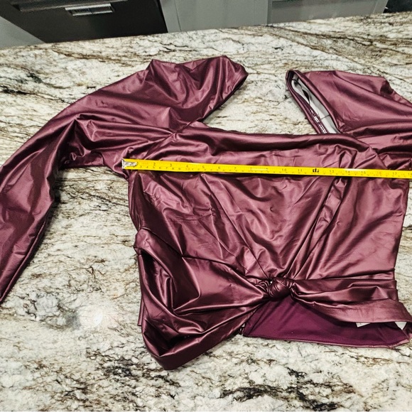 Free People Hatch Me If You Can Faux Leather Twist Front Crop Metallic NWT - Picture 4 of 9